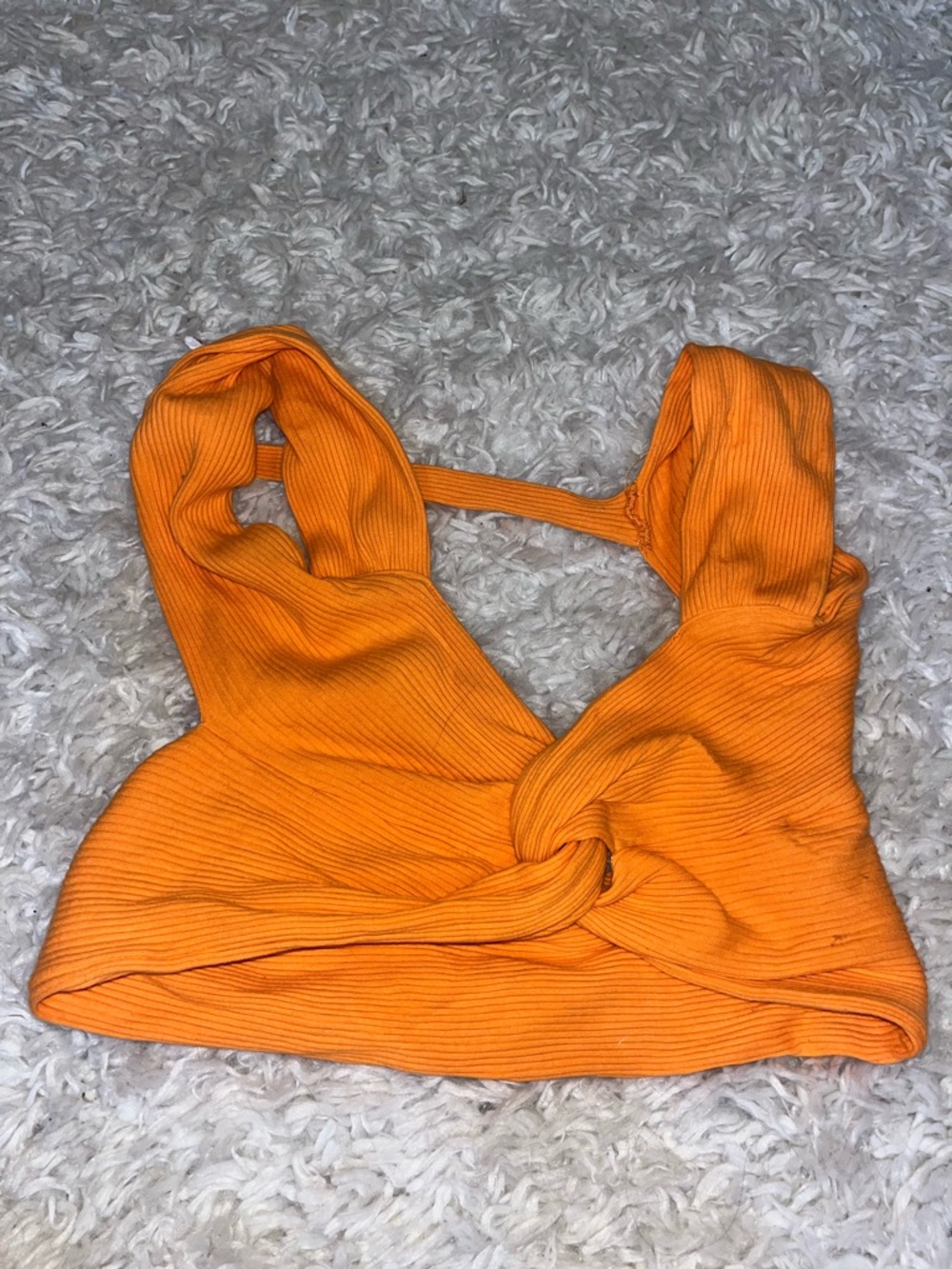 SHEIN Orange Ribbed Twist-Front Crop Cami